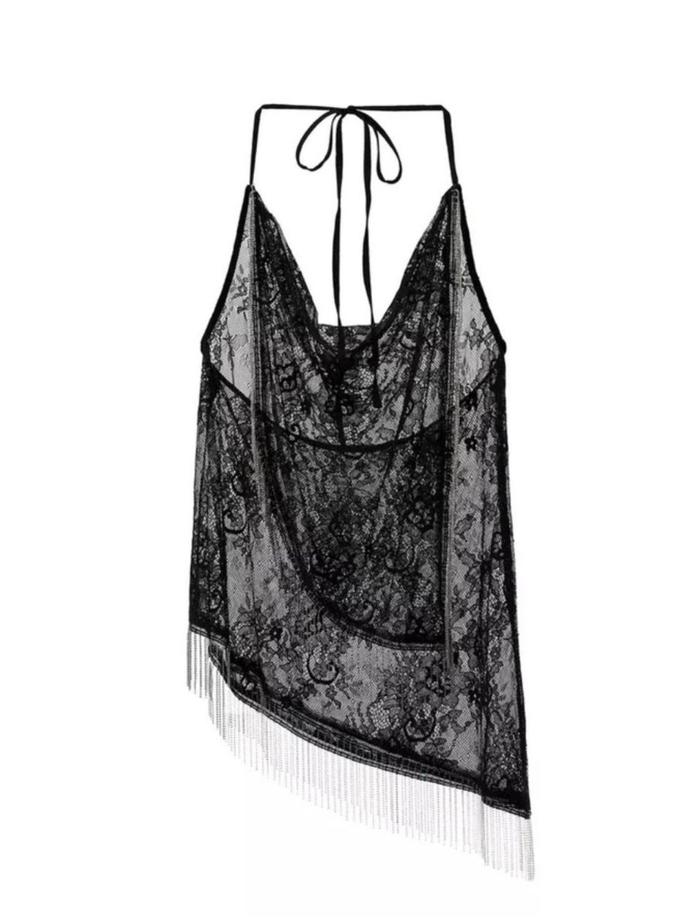 Zara Rhinestone Lace Crop Top
